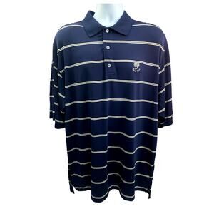 FootJoy Polo Shirt Size XL Navy Stripe Bent Pine Country Club Crest Performance